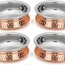 4 Pcs Copper Stainless Steel Tableware Serving Bowl Indian Serveware Handi