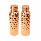 2X Pure Copper Water Bottle Diamond Design Leak Proof For Home office Traveling