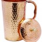 100% Pure Copper Hammered 1500 ML Jug with 4 Copper Glasses Set Ayurveda Benefit