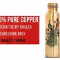 AYURVEDA Copper Peacock Printed Lacquer Coated Pure Copper Water Bottle 2 Set