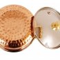 Old Hammered Style Copper & Steel "1 Liter Handi" Glass Cover Lid Serving Dishes
