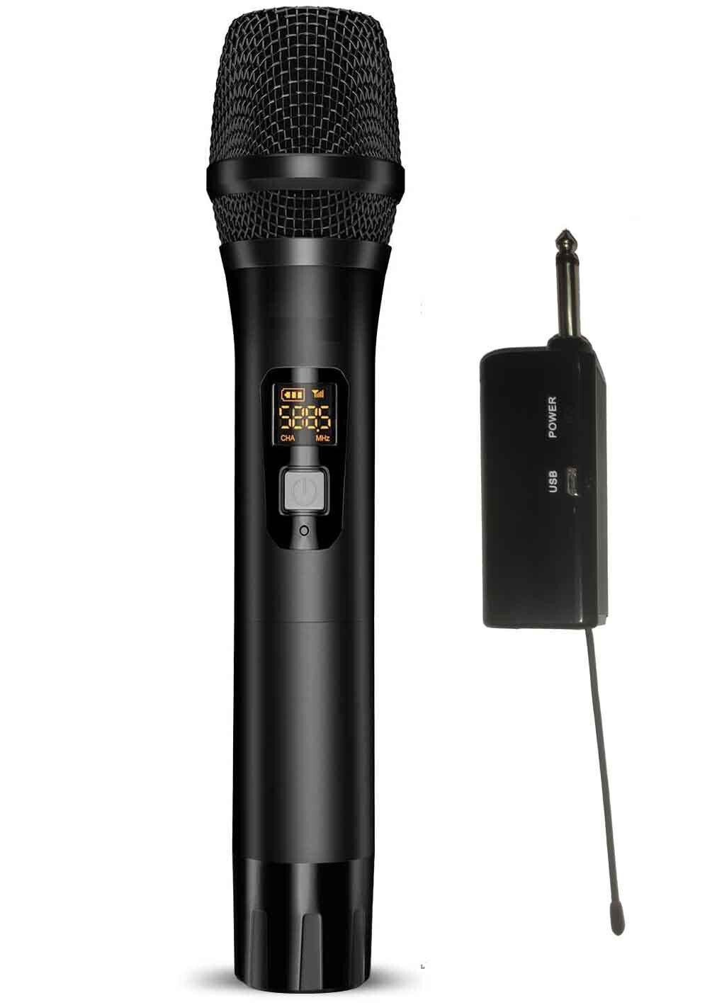 Wireless Microphone, UHF Metal Dynamic Handheld Karaoke Mic, Receiver
