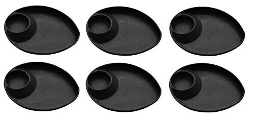 Microwave Safe Oval Shaped Divided Snack Plates for Home & Restaurant- Set of 6
