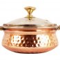 2 Pcs Hammered Style Copper & Steel "Handi" Glass Cover Lid Serving 500ML Bowl