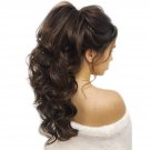 Women Hair Extension 16 Inch Straight-Curls Long Ponytail with Clip Brown hair