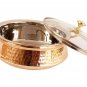 2X Hammered Style Copper & Steel "800 ml Handi" Glass Cover Lid Serving Dishes