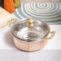 2X Hammered Style Copper & Steel "800 ml Handi" Glass Cover Lid Serving Dishes