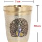 Pure Brass Mughlai Style Peacock Design Glass Tumbler, 250 ML, Set of 6