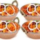 Indian Serving Bowl Copper Stainless Steel Hammered Karahi Serve Dishes Set of 4
