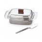 Stainless Steel Butter Box Container Dish for 500 Gram with lid and Knife 2 Pcs