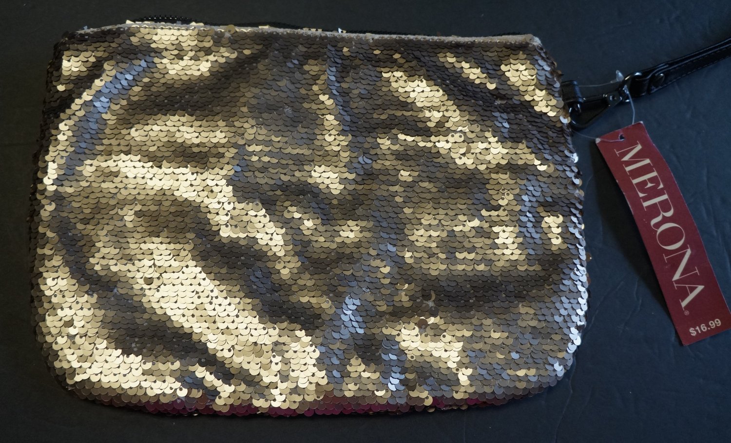 gold sequin handbag