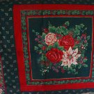 Pointsettia Roses Christmas Pillow Fabric Panel