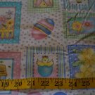 Easter Spring Squares Blocks Bunny Chicks Eggs Flowers Fabric - 1 1/2 yards