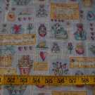 Easter Garden Blocks Bunny Chicks Eggs Flowers Fabric - 1 1/2 yards