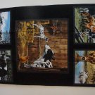Farm Life Cow Dog Black Fabric Panel