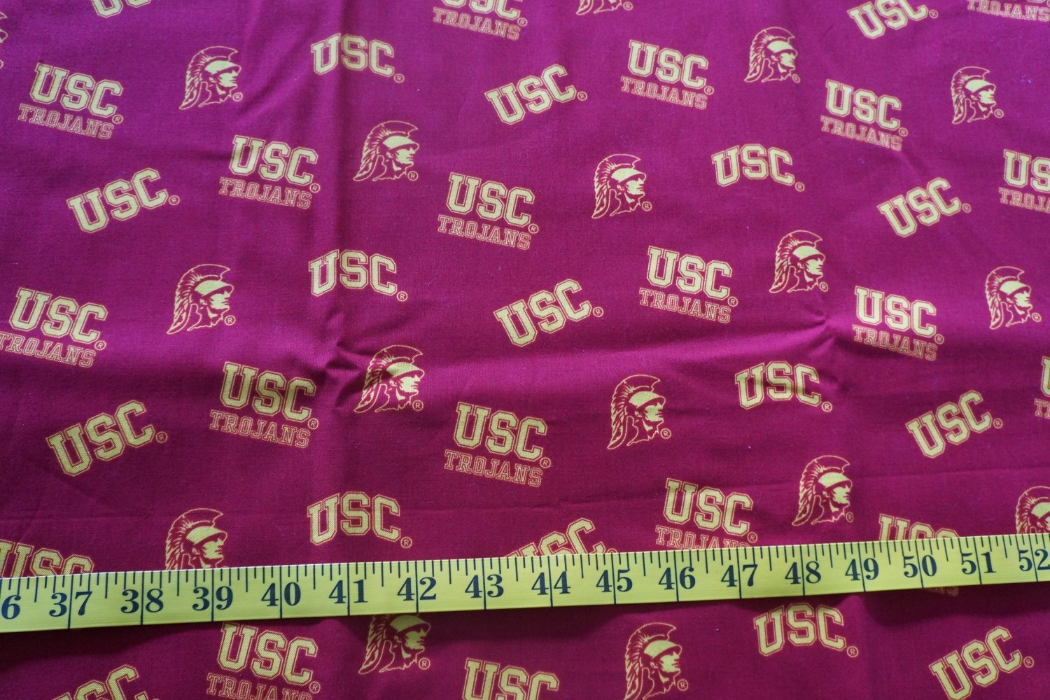 USC University Southern California Trojans Red Gold Cotton Fabric