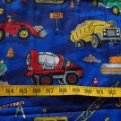 Construction Vehicles Heavy Equipment Blue Fabric - 1 yard