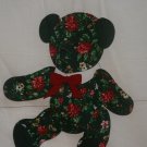 Christmas Poinsettia Jointed Teddy Bear Fabric Panel