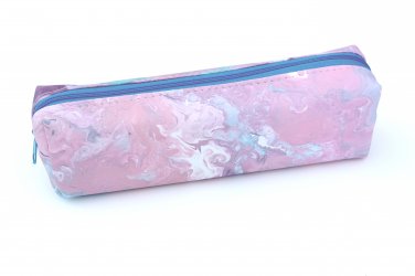 Pink matte marble pattern pencil case