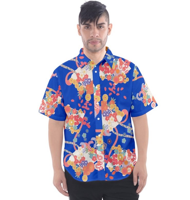 Romeo and Juliet Japanese Floral Mens Button Up T Shirt XS-L