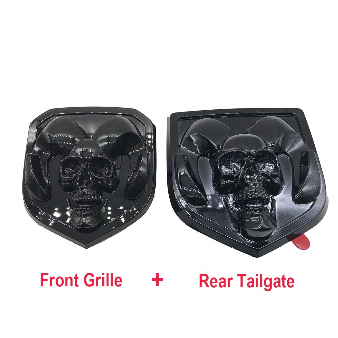 black Skull head Emblem Medallion for Dodge Ram 1500 2500 3500 2013-2018 Tailgate + Grille