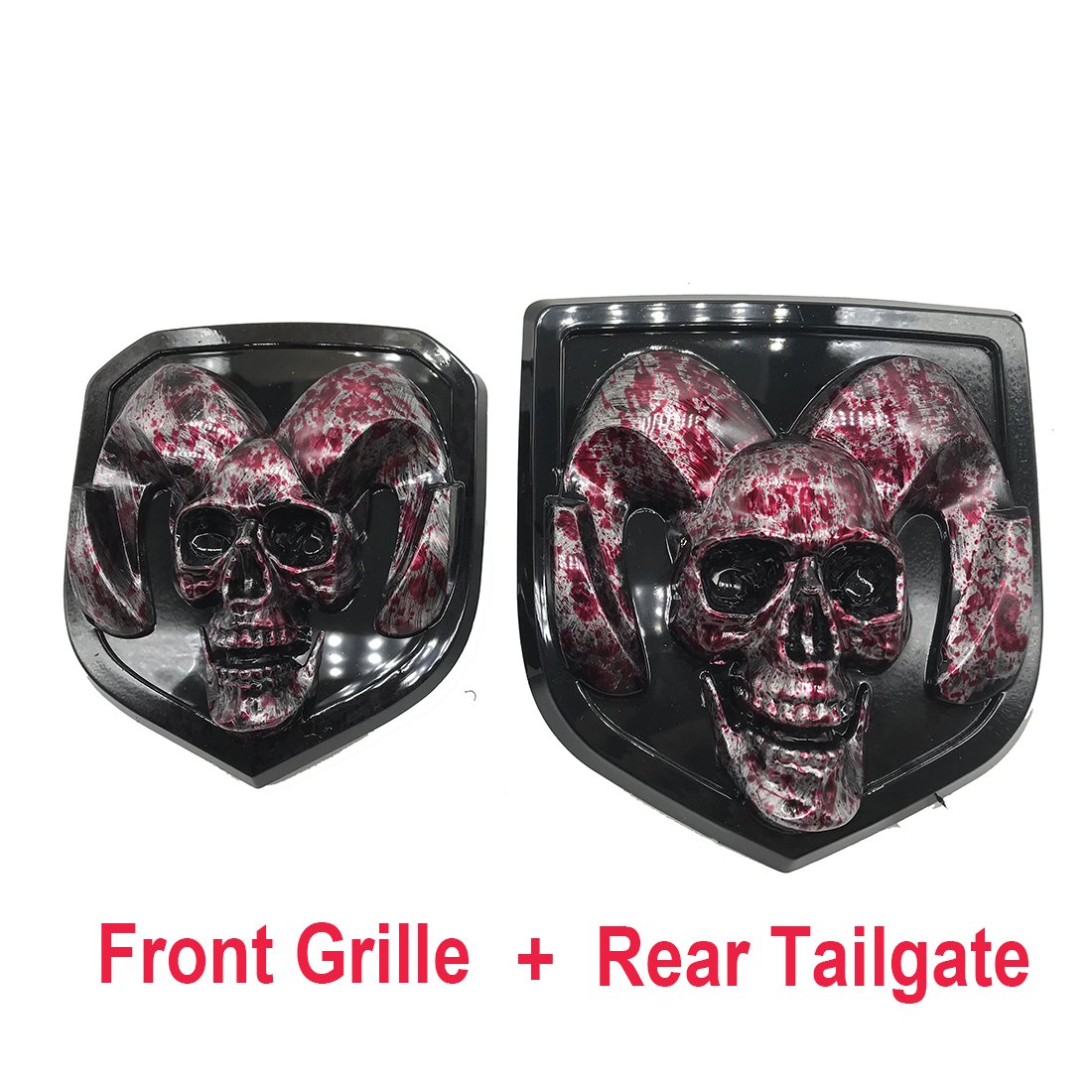 blood skull head Emblem Medallion Skull for Dodge Ram 1500 2500 3500 2013-2018 Tailgate + Grille