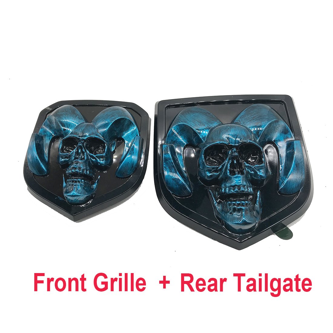 blue skull head Emblem Medallion Skull for Dodge Ram 1500 2500 3500 2013-2018 Tailgate + Grille