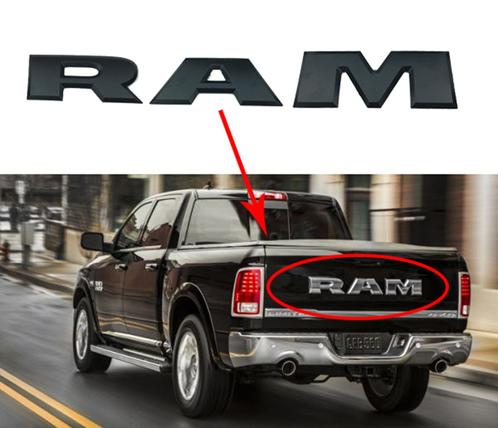 Matte Black tailgate letter Emblem Badge 68245544AE Dodge Ram 1500 DT