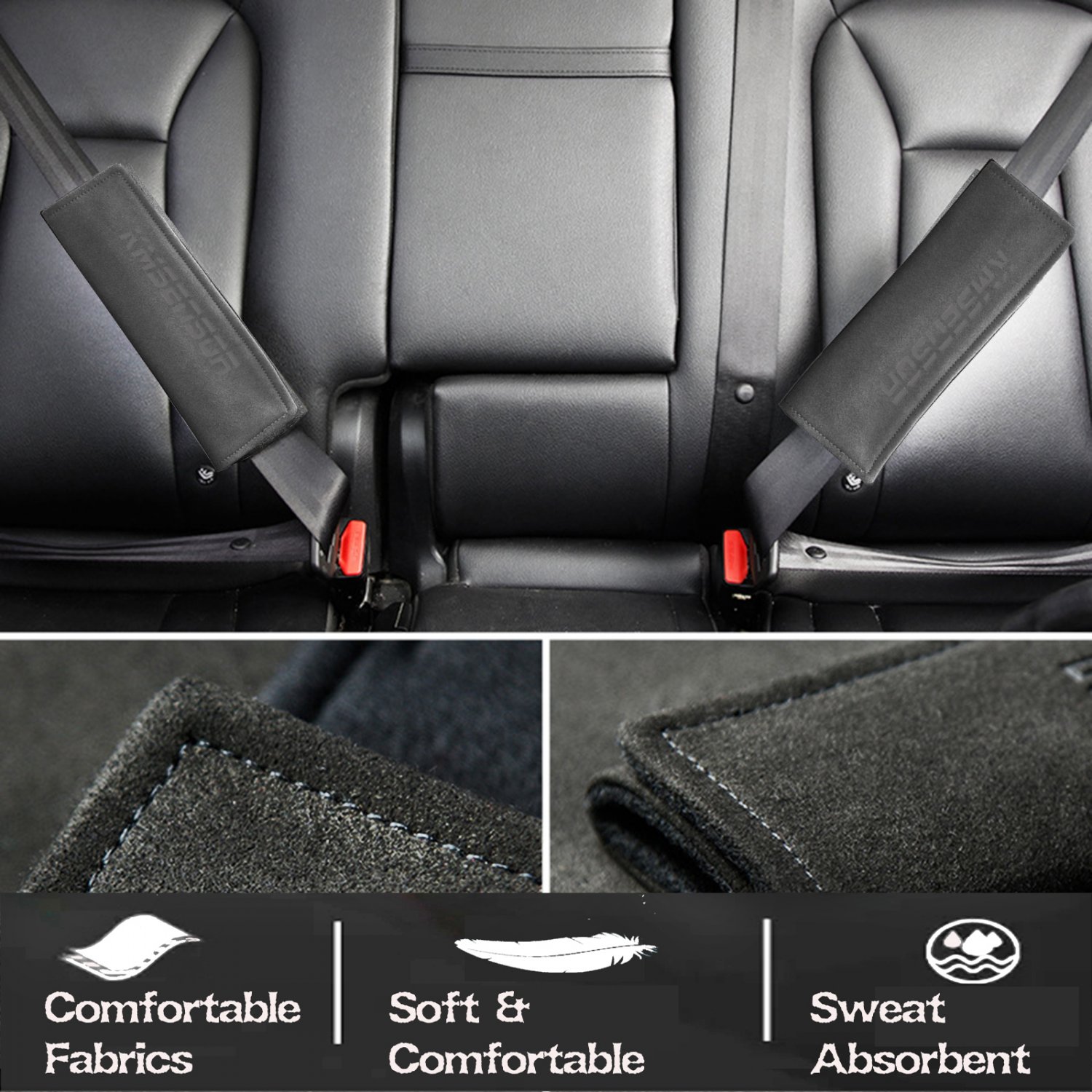 Grey suede leather car Seat Belt Shoulder Protector Pad,Shoulder Strap