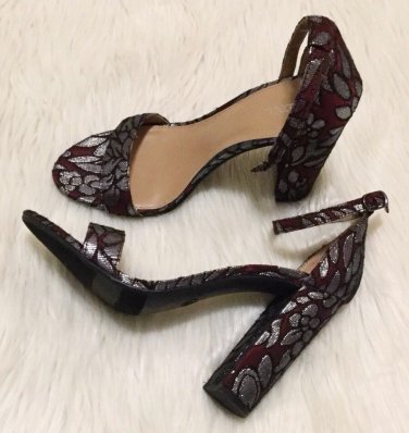 burgundy and silver heels