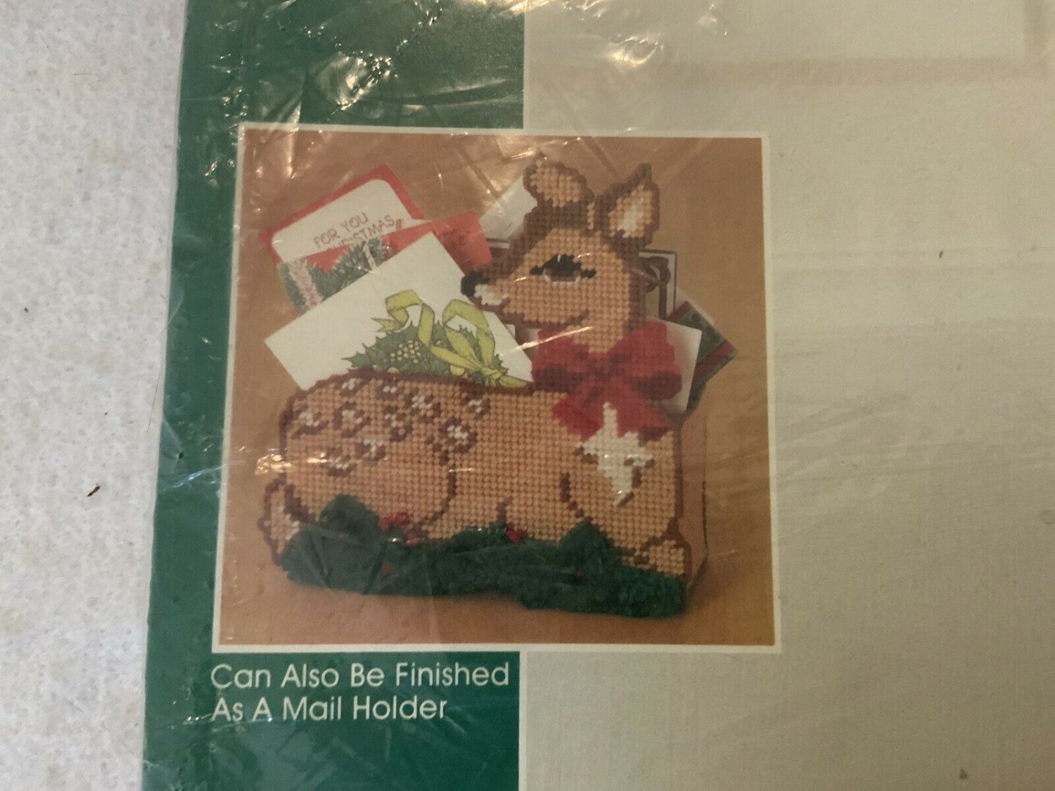 Bucilla PreCut Plastic Canvas Kit Christmas Deer Doorstop Or Mail Holder