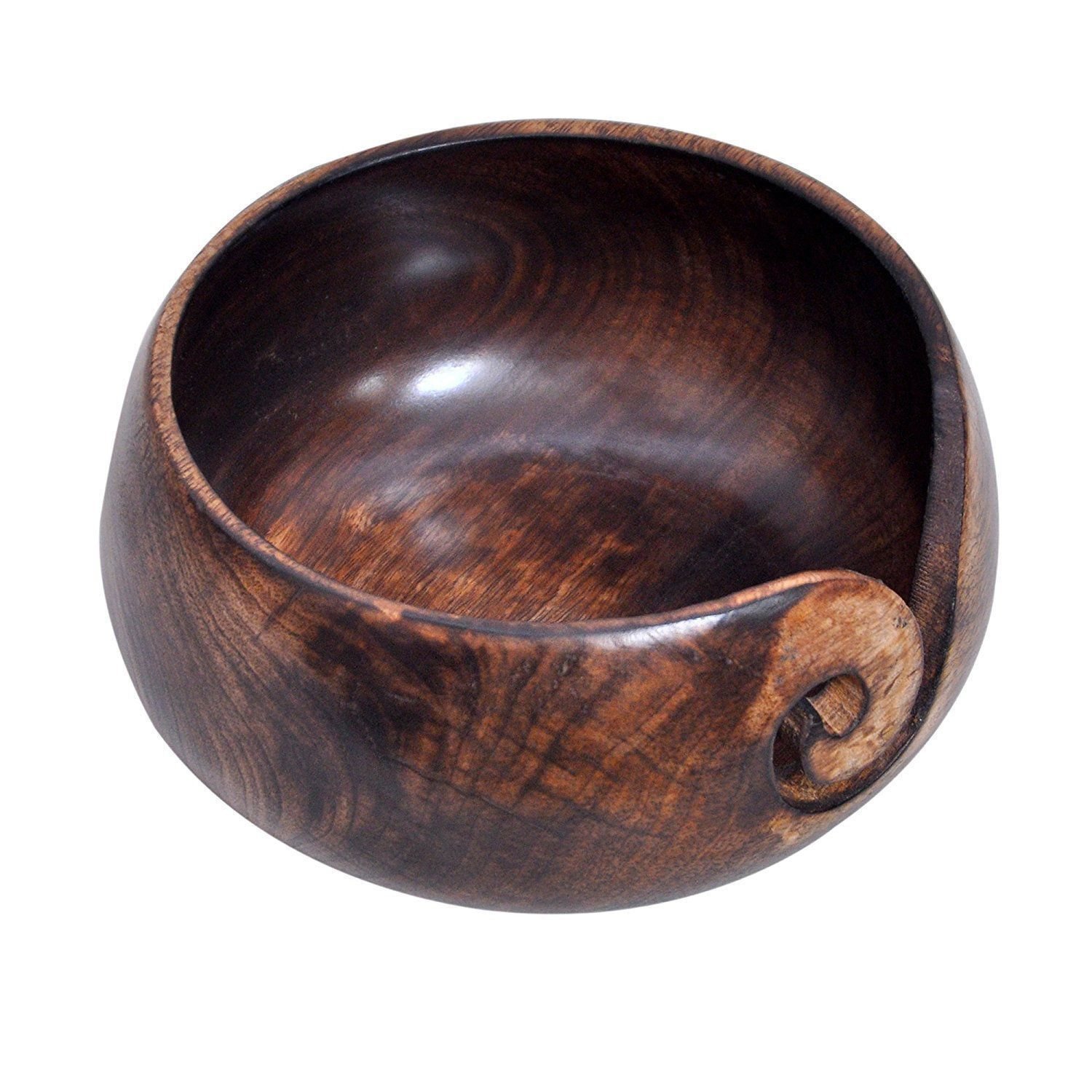 Mango Wood Designer yarn Bowl Handmade Crocheting & Knitting Yarn Bowl ...