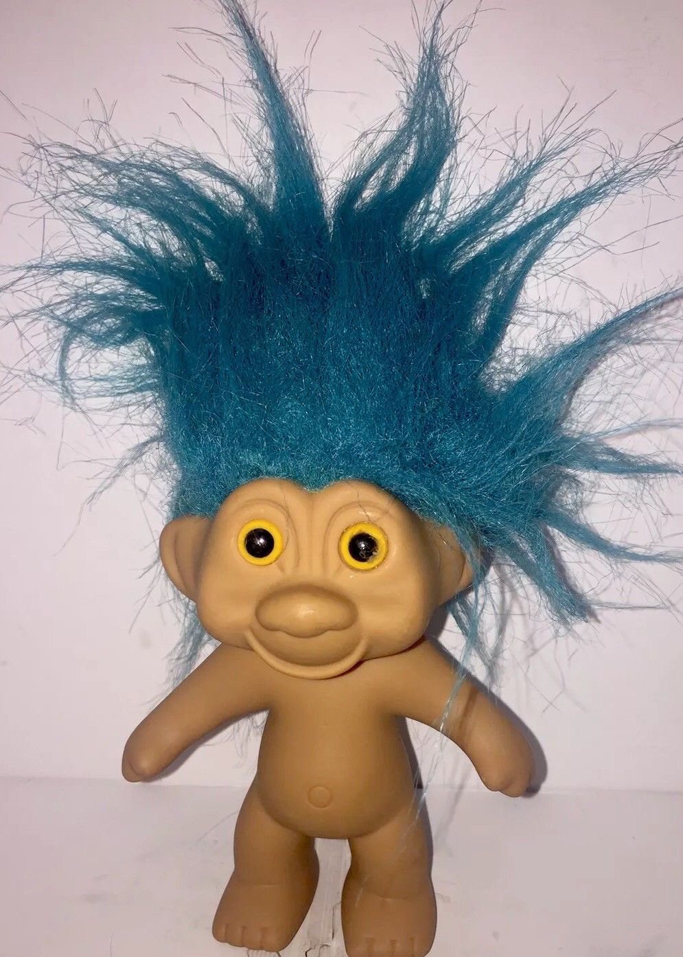 Vintage Troll Doll 1991 Tnt China Teal Blue Hair And Yellow