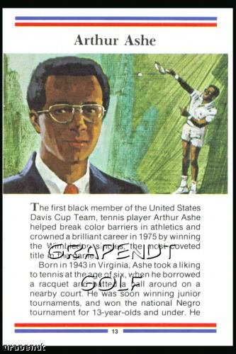 1981 True Value Hardware Arthur Ashe Card Rare!