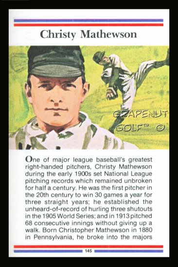 1981 True Value Hardware Christy Matthewson BB Card