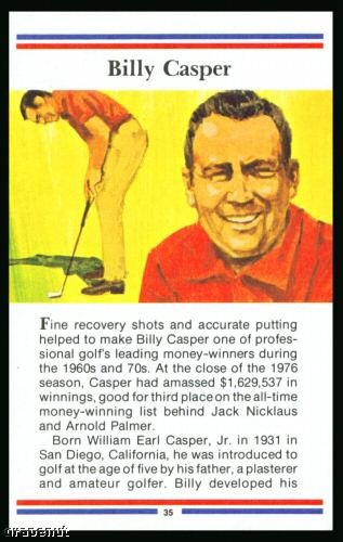 1981 True Value Hardware Billy Casper Golf Card Rare
