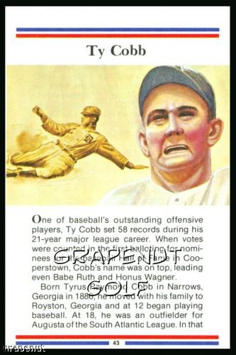 1981 True Value Hardware Ty Cobb Card Rare!