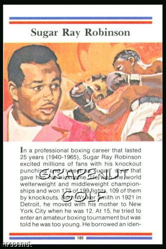1981 True Value Hardware Sugar Ray Robinson Card Rare