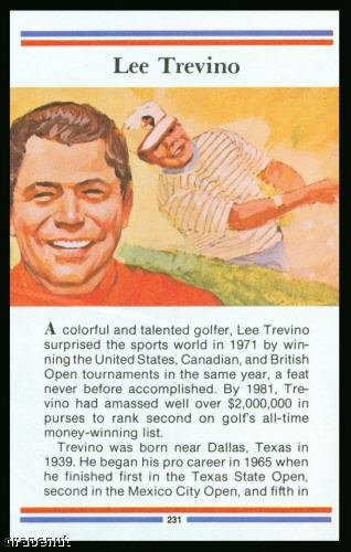 1981 True Value Hardware Lee Trevino Golf Card Rare