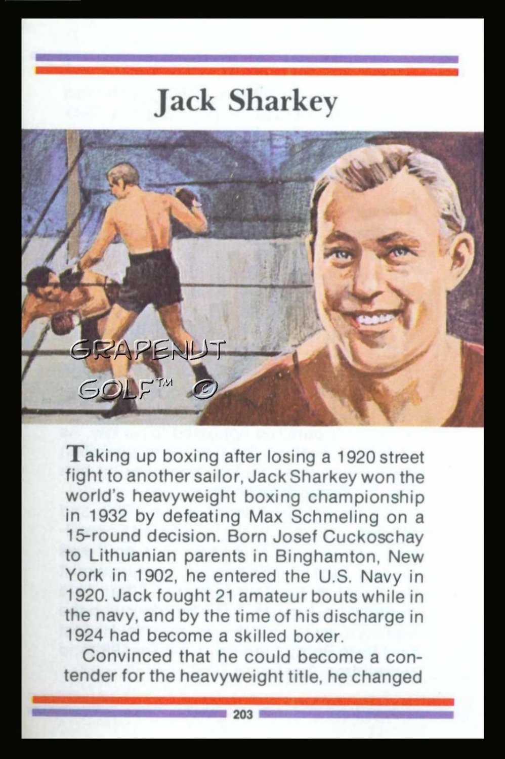 JACK SHARKEY TRUE VALUE WORLD HEAVYWEIGHT BOXING CHAMPIONSHIP CARD BOSTON GOB