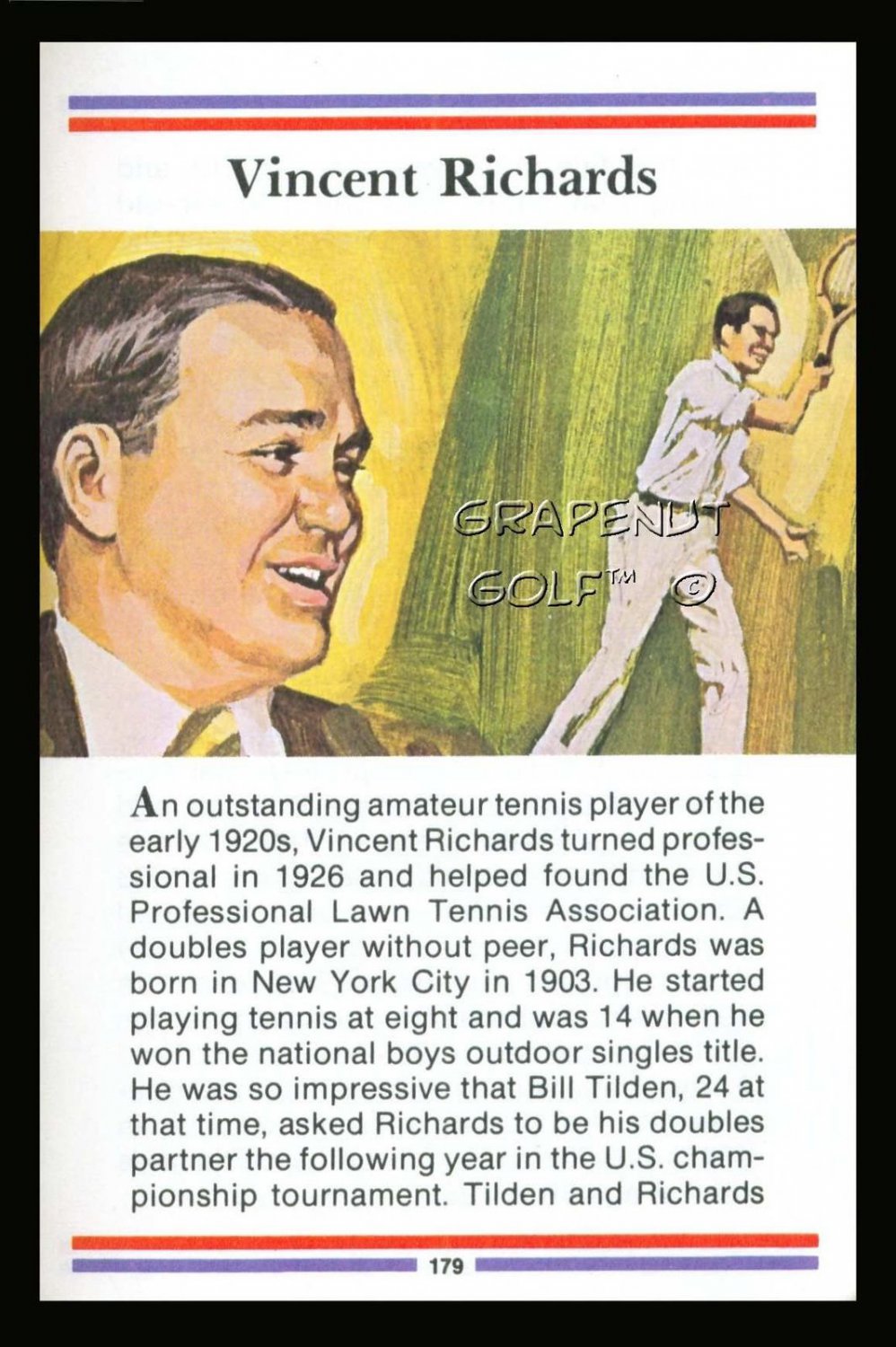VINCENT RICHARDS TRUE VALUE HOF OLYMPIC TENNIS CARD