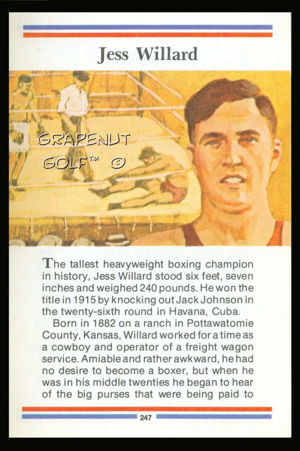 JESS WILLARD TRUE VALUE TALLEST LARGEST WORLD HEAVYWEIGHT BOXING CHAMPION CARD