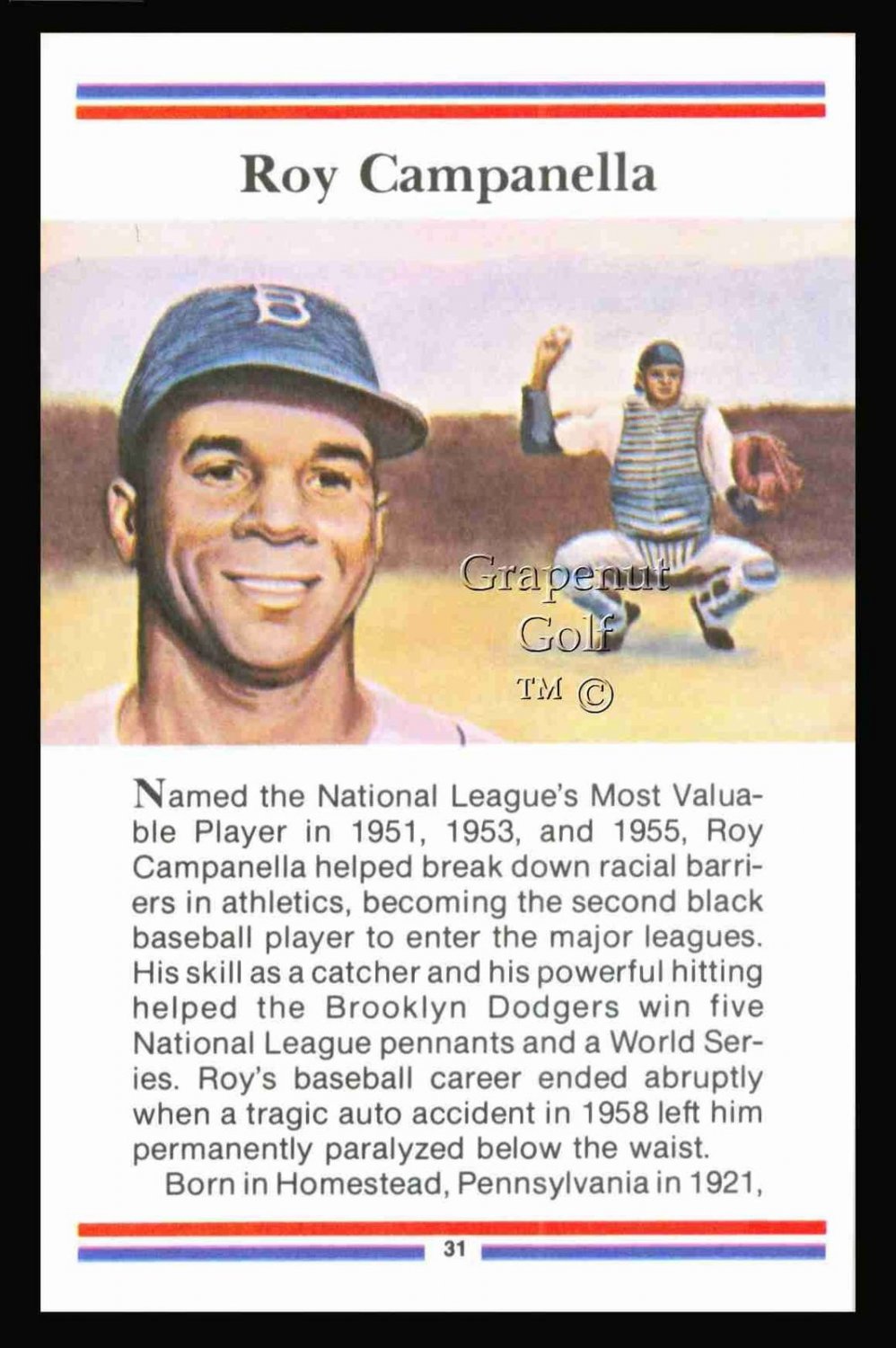 ROY CAMPANELLA TRUE VALUE HARDWARE CAMPY BROOKLYN DODGERS BASEBALL HOF CARD 1981