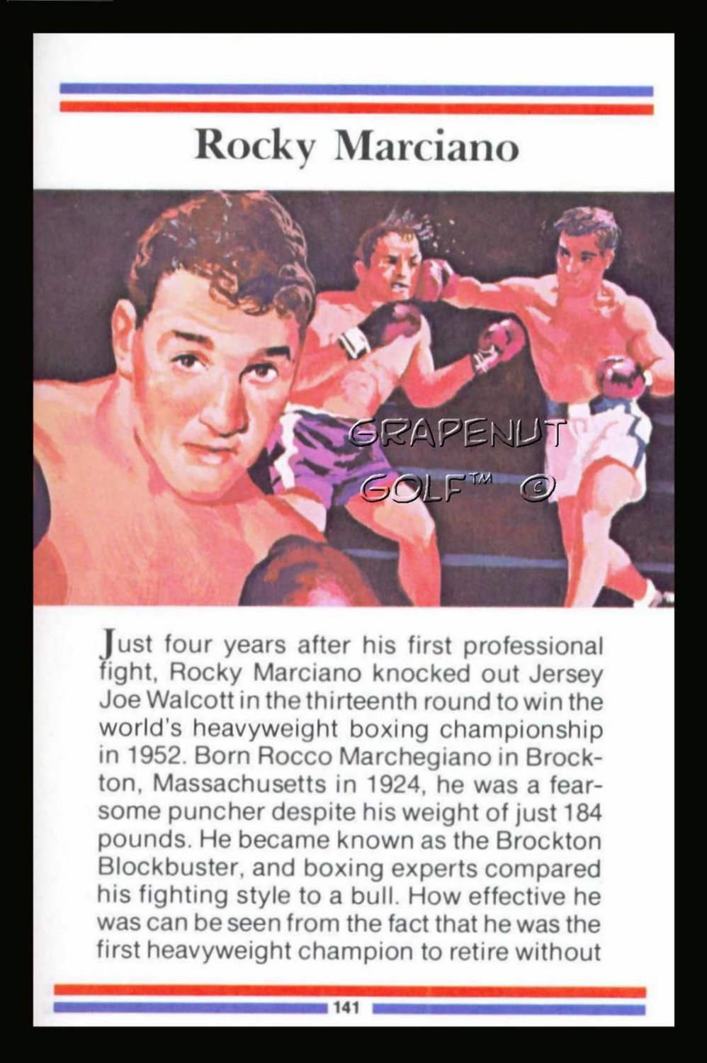 ROCKY MARCIANO TRUE VALUE WORLD CHAMPION BOXING CARD