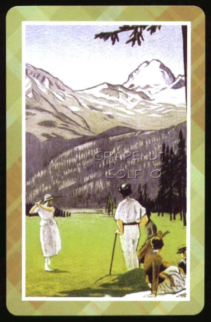 POSTER ART MOUNTAIN GREEN BORDER SINGLE PLAYING SWAP COLLECTIBLE GOLF CARD