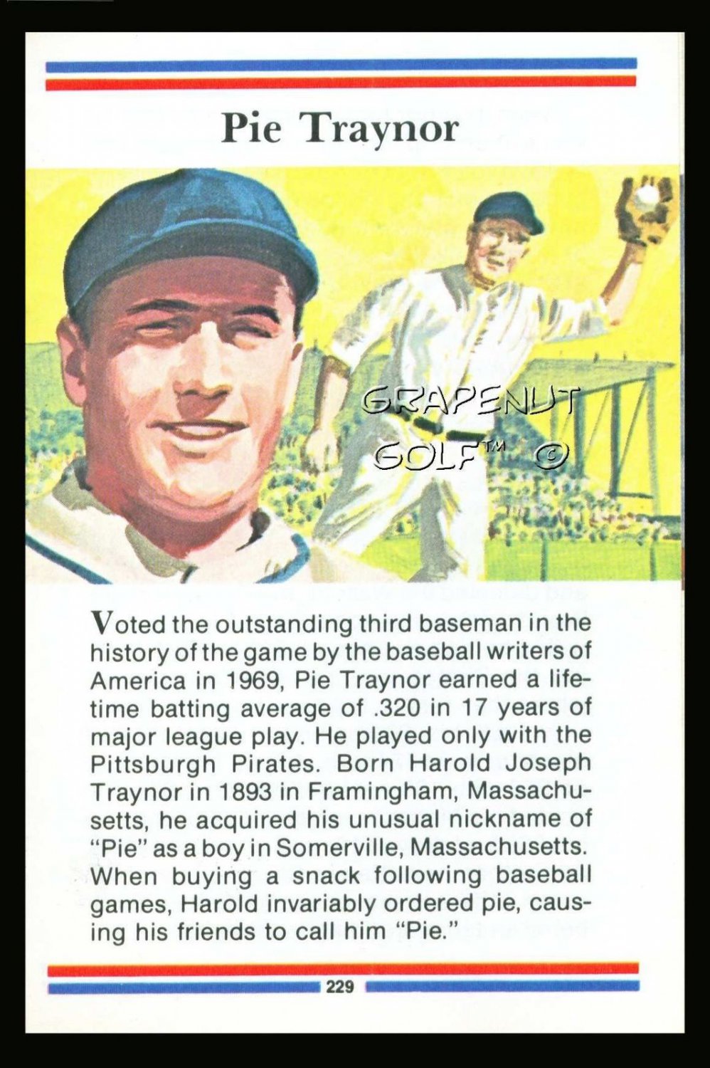 PIE TRAYNOR TRUE VALUE PITTSBURGH PIRATES WS HOF CARD NM-MT