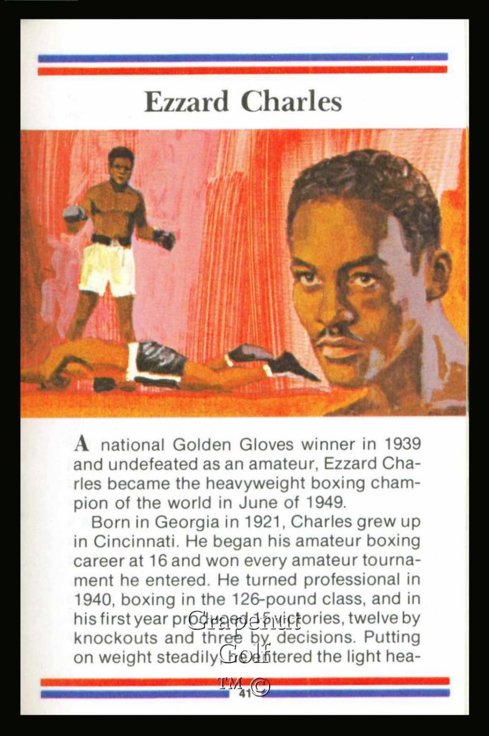 TRUE VALUE EZZARD CHARLES GOLDEN GLOVES PRO BOXING CARD NM-MT