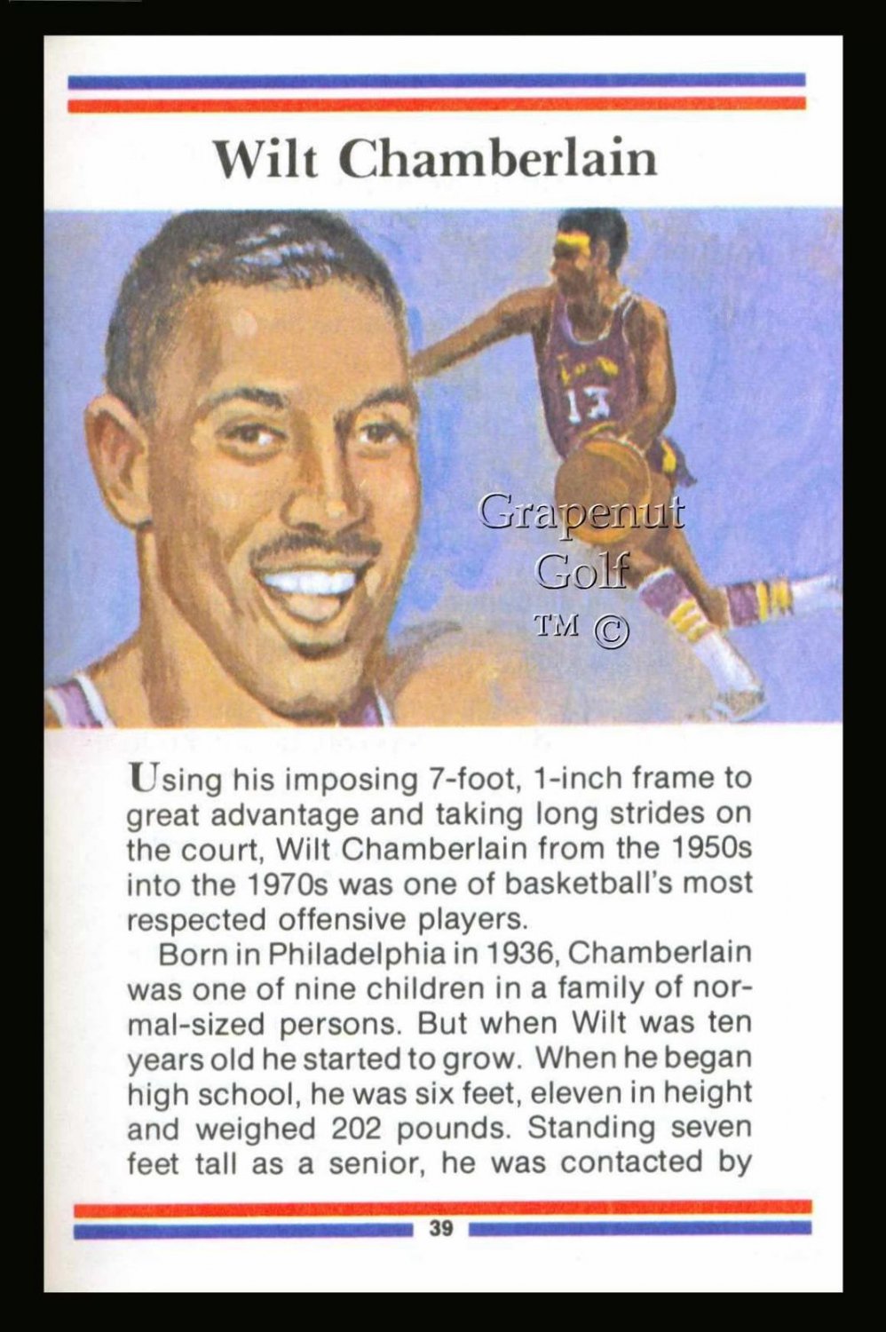 WILT CHAMBERLAIN TRUE VALUE NBA BASKETBALL CARD KANSAS HARLEM GLOBETROTTER LAKER