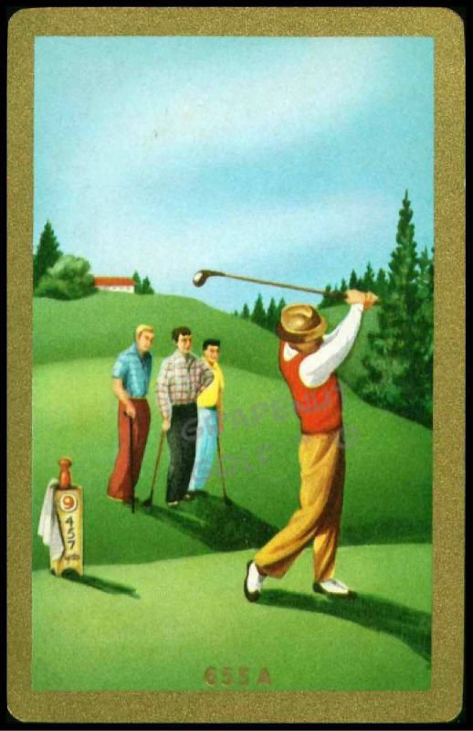 VINTAGE 9th HOLE VERSION 655A GOLD SINGLE PLAYING SWAP COLLECTIBLE GOLF CARD