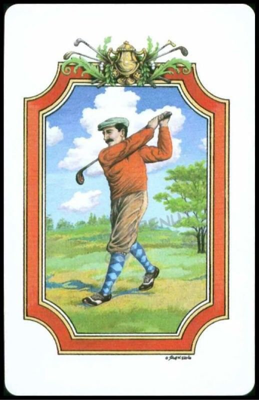 FRAMED GOLFER GUY WILLIAM EARLE ARTIST SINGLE PLAYING SWAP COLLECTIBLE GOLF CARD